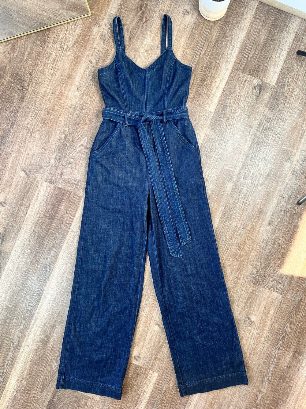American Eagle Denim V-Neck Jumpsuit Wide Leg Relaxed Fit - Picture 1 of 7